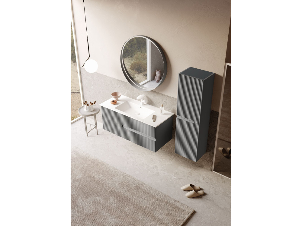 Mobile lavabo "Moonlight 120" - 121 x 51 x 51 cm - Grigio opaco