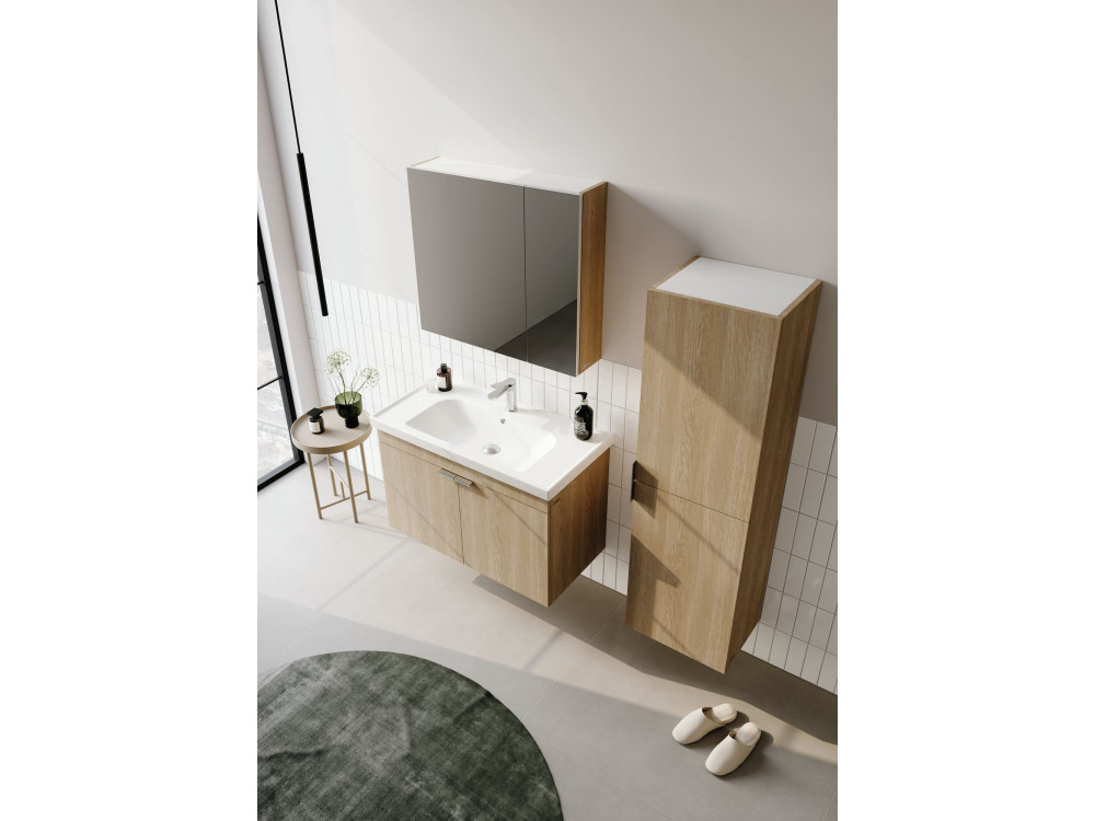 Set mobile lavabo con specchio (2 pezzi) "Desna 80" - 80 x 45 x 58 cm - Rovere
