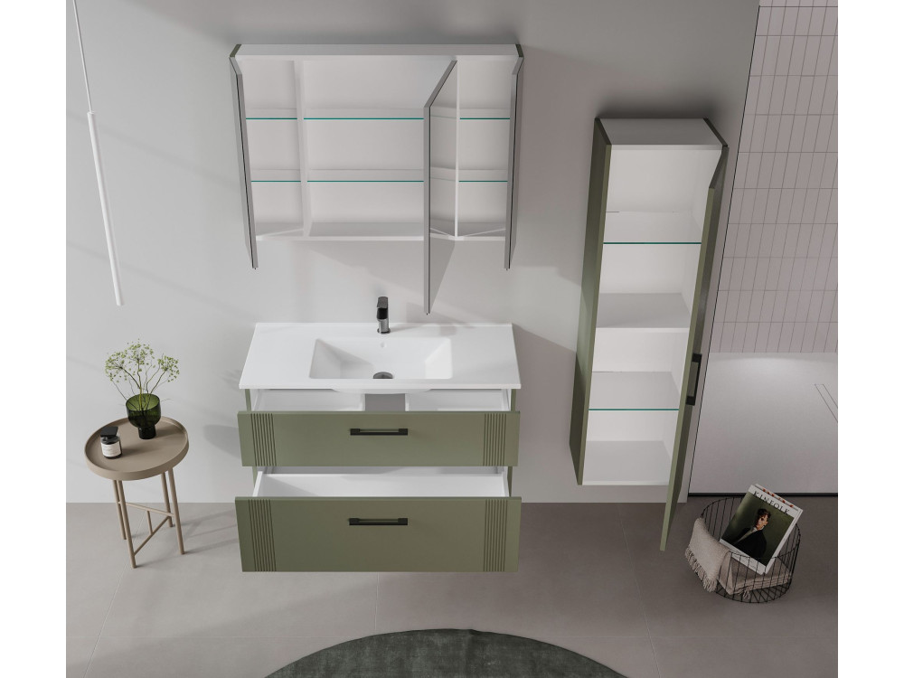 Mobile lavabo "Bari 100 v2" - 100 x 45 x 55 cm - Verde opaco