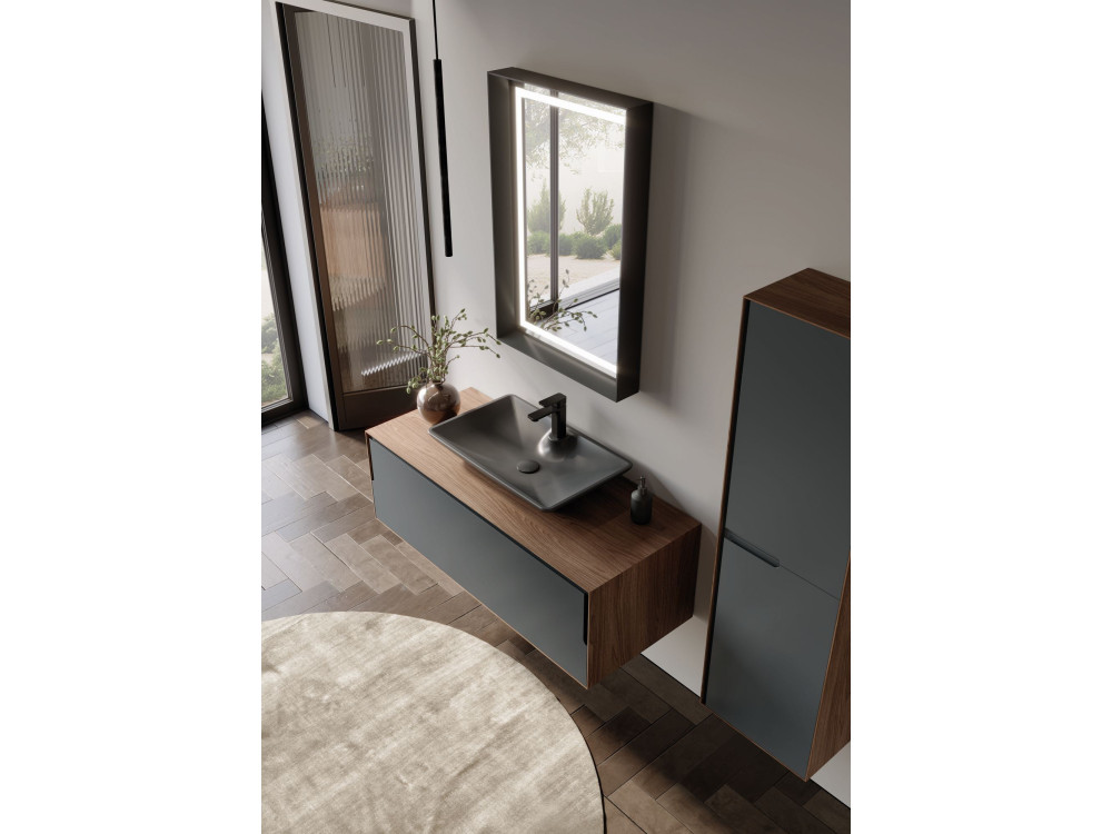 Mobile lavabo "Craft 120" - 120 x 50 x 40 cm - Noce / Antracite
