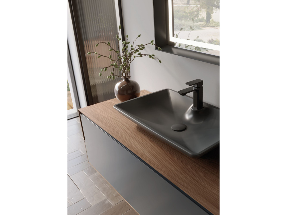 Mobile lavabo "Craft 120" - 120 x 50 x 40 cm - Noce / Antracite