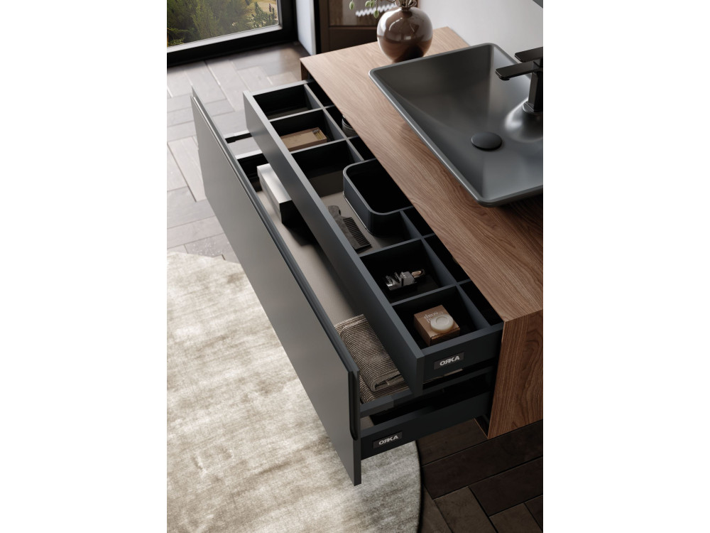 Mobile lavabo "Craft 120" - 120 x 50 x 40 cm - Noce / Antracite