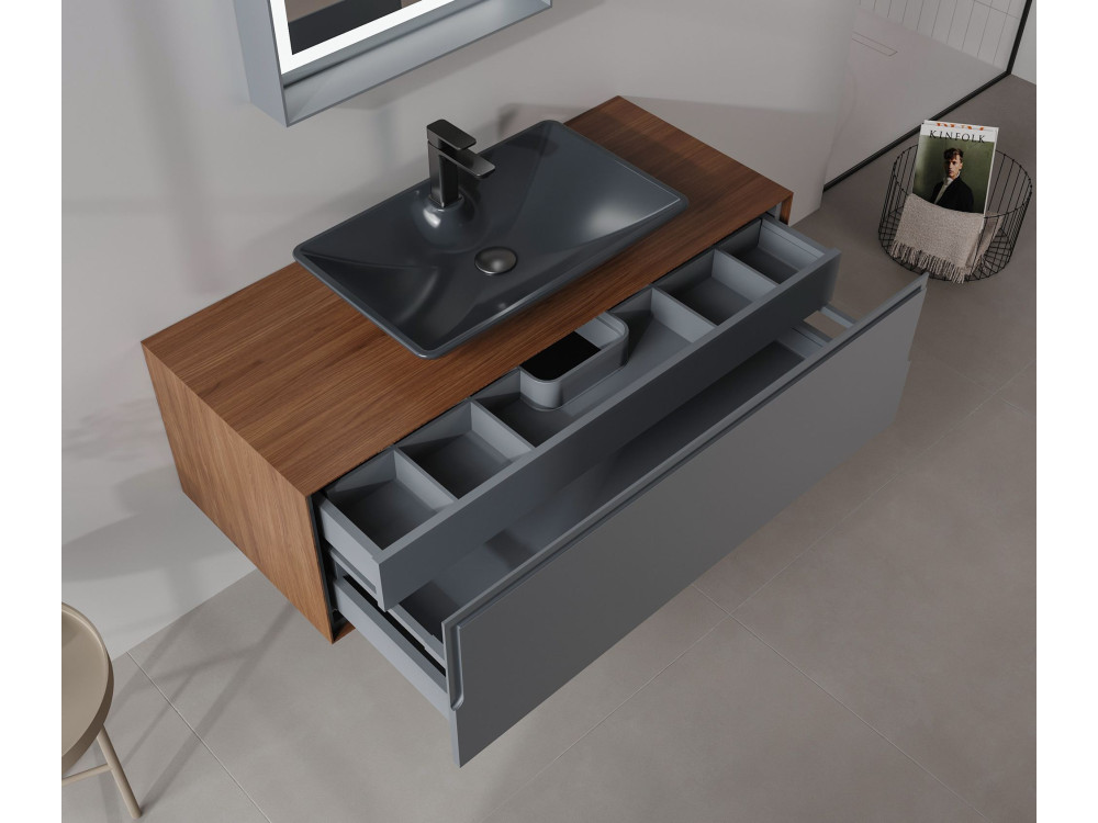 Mobile lavabo "Craft 120" - 120 x 50 x 40 cm - Noce / Antracite