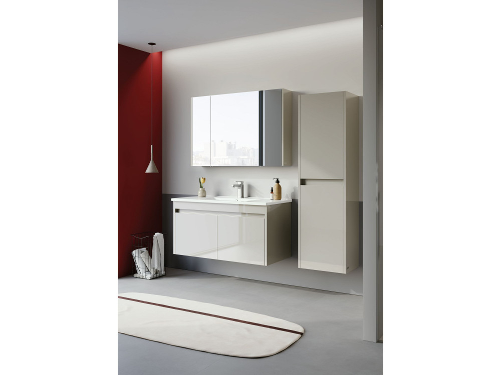Set mobile lavabo con specchio (2 pezzi) "Arno 100" - 100 x 45 x 52 cm - Cashmere