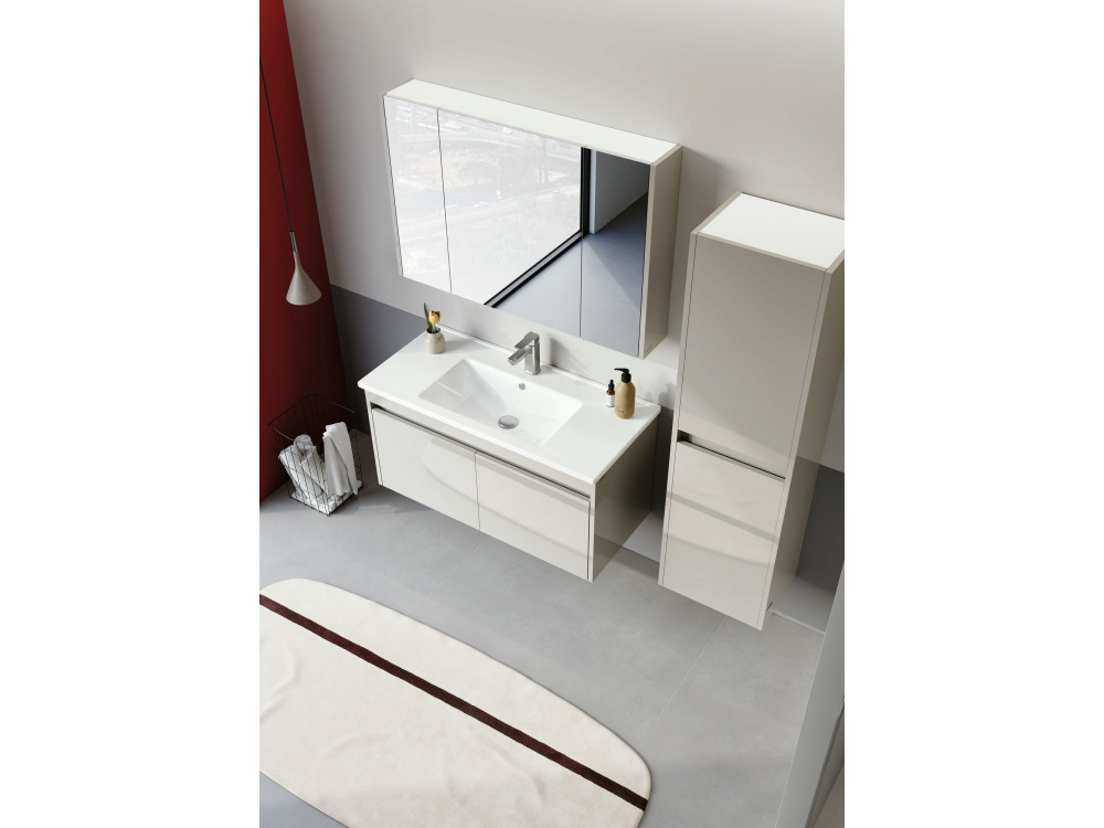 Set mobile lavabo con specchio (2 pezzi) "Arno 100" - 100 x 45 x 52 cm - Cashmere