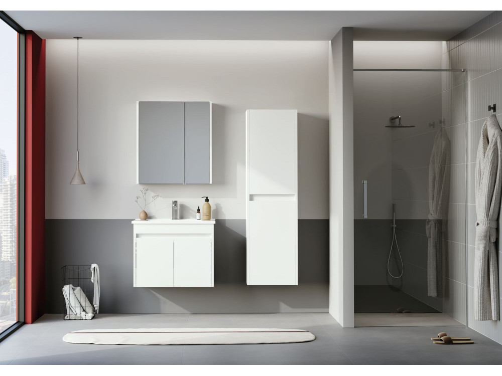 Set mobile lavabo con specchio (2 pezzi) "Arno 65" - 65 x 45 x 52 cm - Bianco