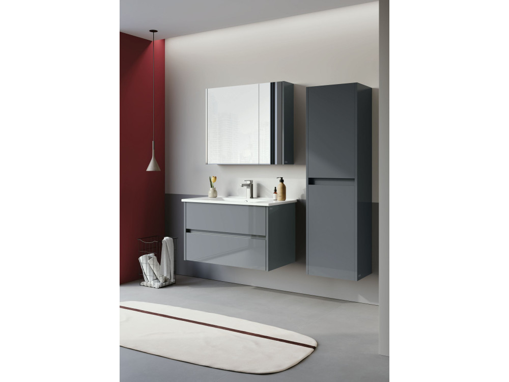 Set mobile lavabo con specchio (2 pezzi) "Arno 85" - 85 x 45 x 52 cm - Grigio