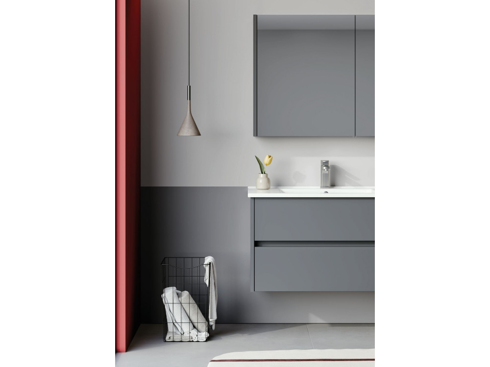 Set mobile lavabo con specchio (2 pezzi) "Arno 85" - 85 x 45 x 52 cm - Grigio