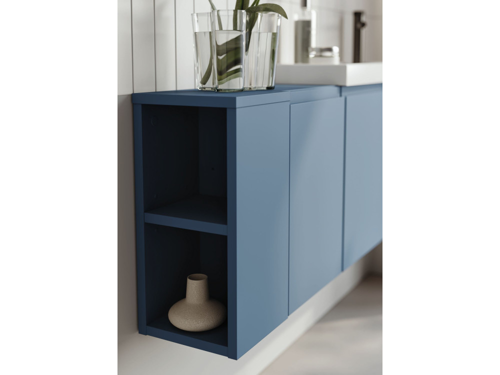 Set mobile lavabo con specchio (2 pezzi) "Ferla 110" - 40 x 22 x 45 cm - Blu opaco
