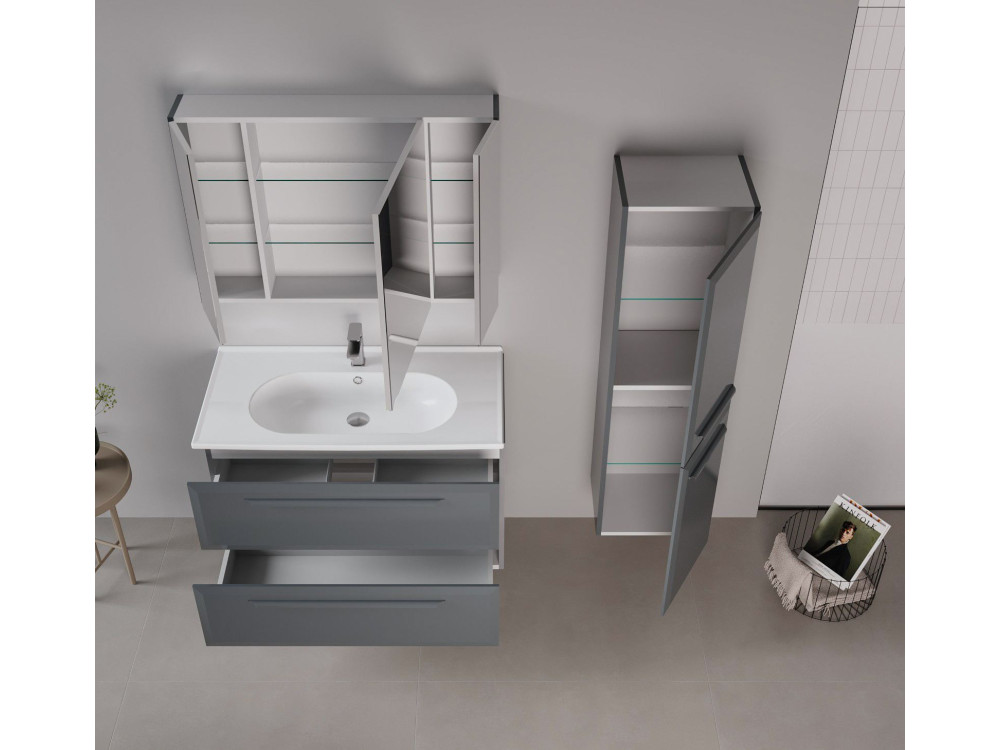 Mobile da bagno con specchio "Nuvola 100 v2" - 97 x 16 x 66 cm - Antracite