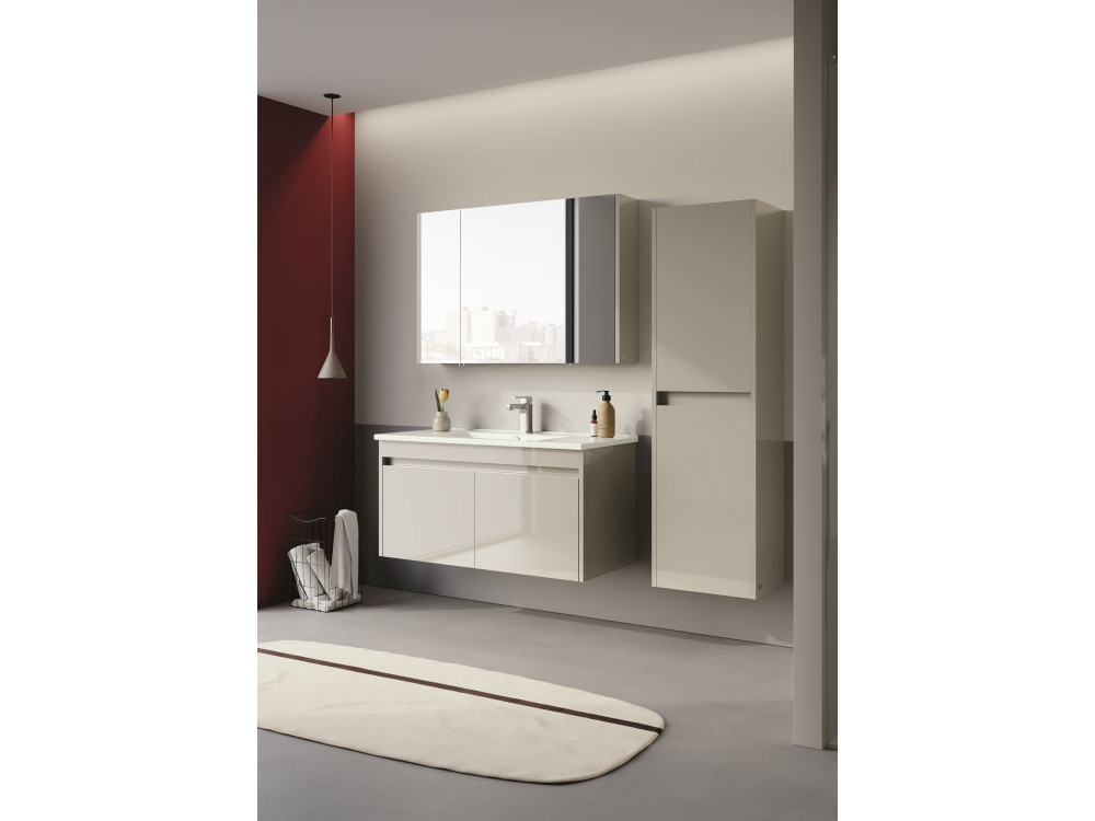 Mobile da bagno con specchio "Arno 100" - 100 x 16 x 66 cm - Cashmere