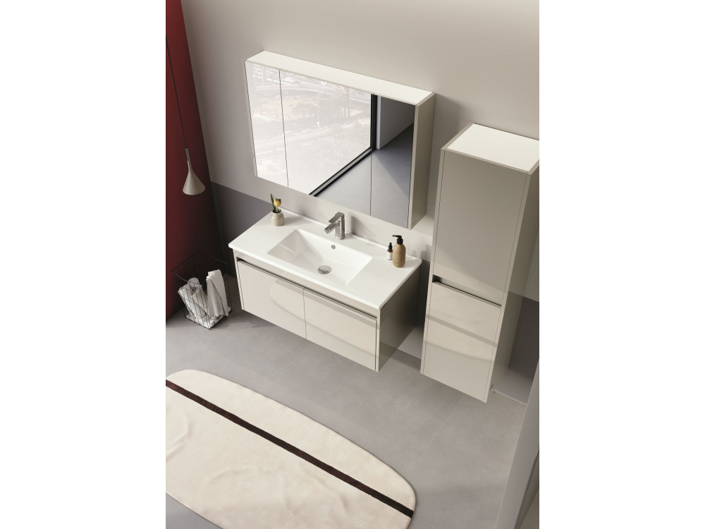 Mobile da bagno con specchio "Arno 100" - 100 x 16 x 66 cm - Cashmere