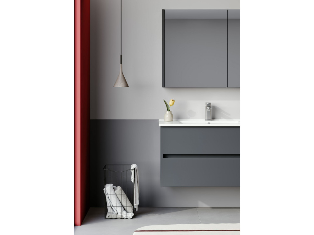 Mobile da bagno con specchio "Arno 80" - 79 x 16 x 66 cm - Grigio / Antracite