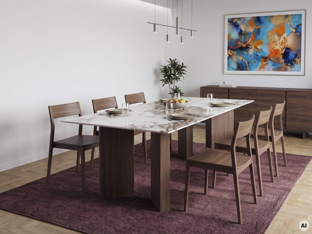 Tavolo da pranzo in ceramica - 180 cm - "Elma" - 8 posti - Marrone
