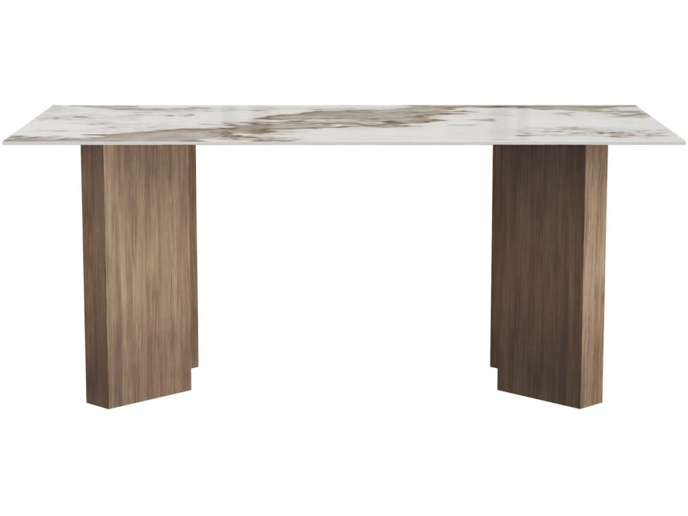Tavolo da pranzo in ceramica - 180 cm - "Elma" - 8 posti - Marrone
