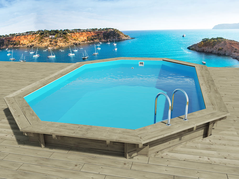 Piscina in legno " Miami 145 " - 4,86 x 3,36 x 1,45 m