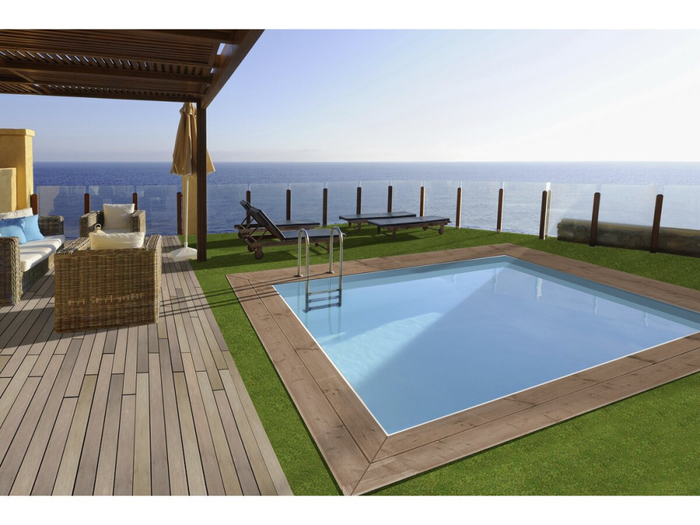 Piscina rettangolare in legno "Zanzibar" - 3,50 x 2,50 x 1,24 m