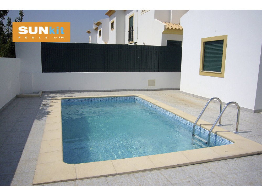 Piscina interrata "Sunkit" rettangolare a fondo piatto in acciaio - 8,00 x 4,00 x 1,40 m + faretto LED 12 V