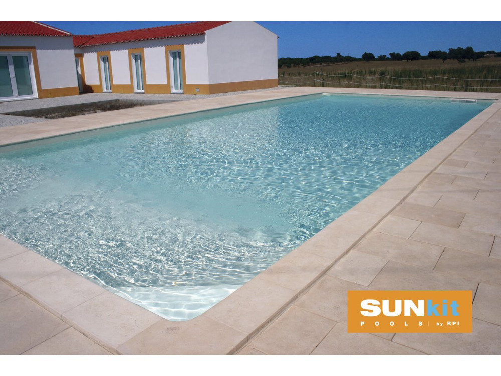 Piscina interrata rettangolare in acciaio "Sunkit" - 4,00 x 2,50 x 1,40 m + Scala interna ad angolo