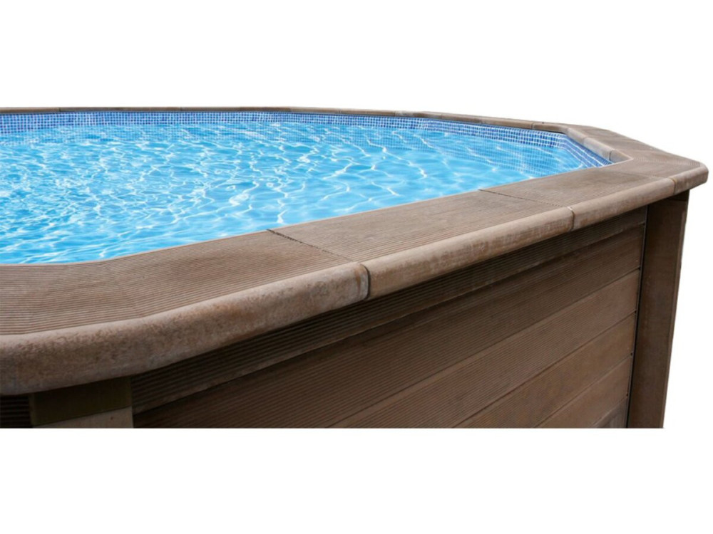 Kit piscina decagonale in cemento effetto legno - 4,95 x 1,40 m