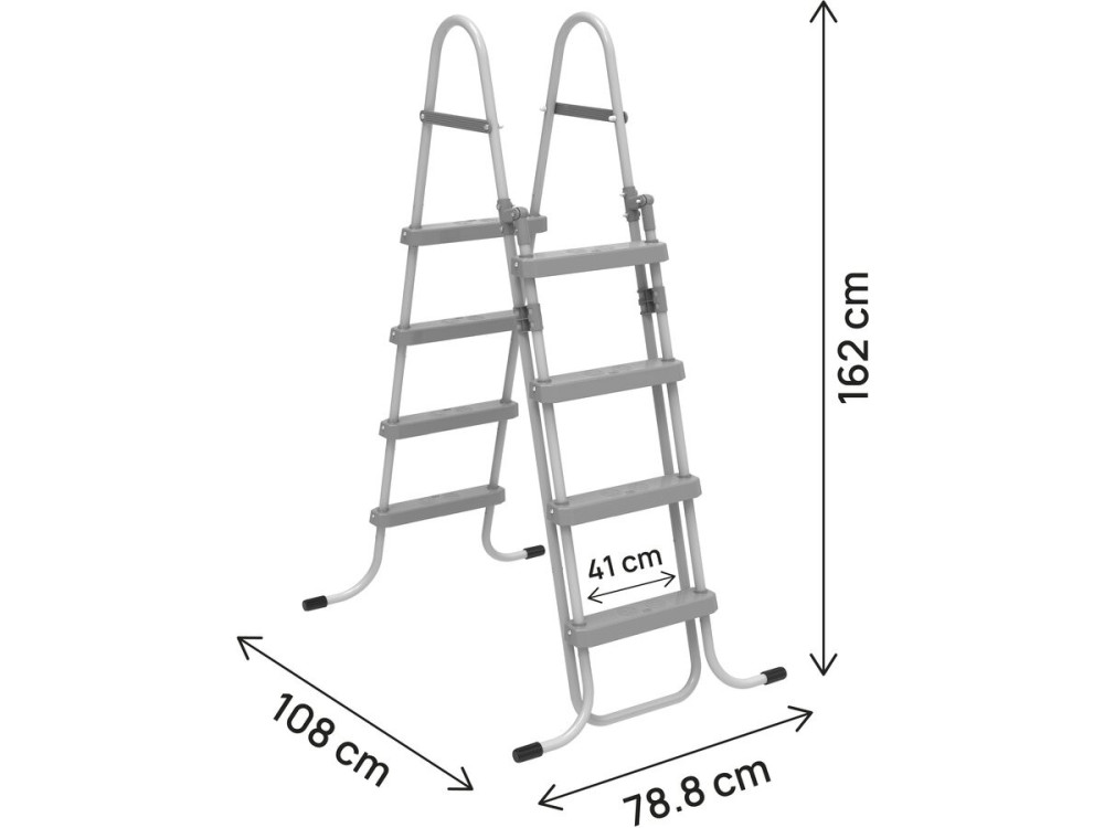 Scala per piscina "Milo" con sistema di sicurezza per bambini - Grigio