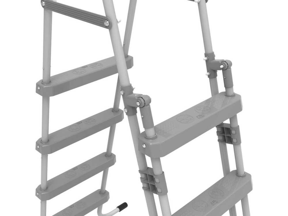 Scala per piscina "Milo" con sistema di sicurezza per bambini - Grigio