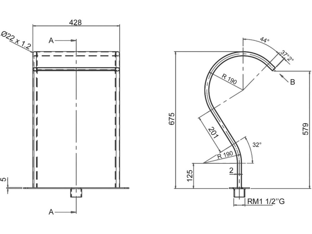 Cascata per piscina "Cayman" - H. 67,5 cm - Acciaio inox
