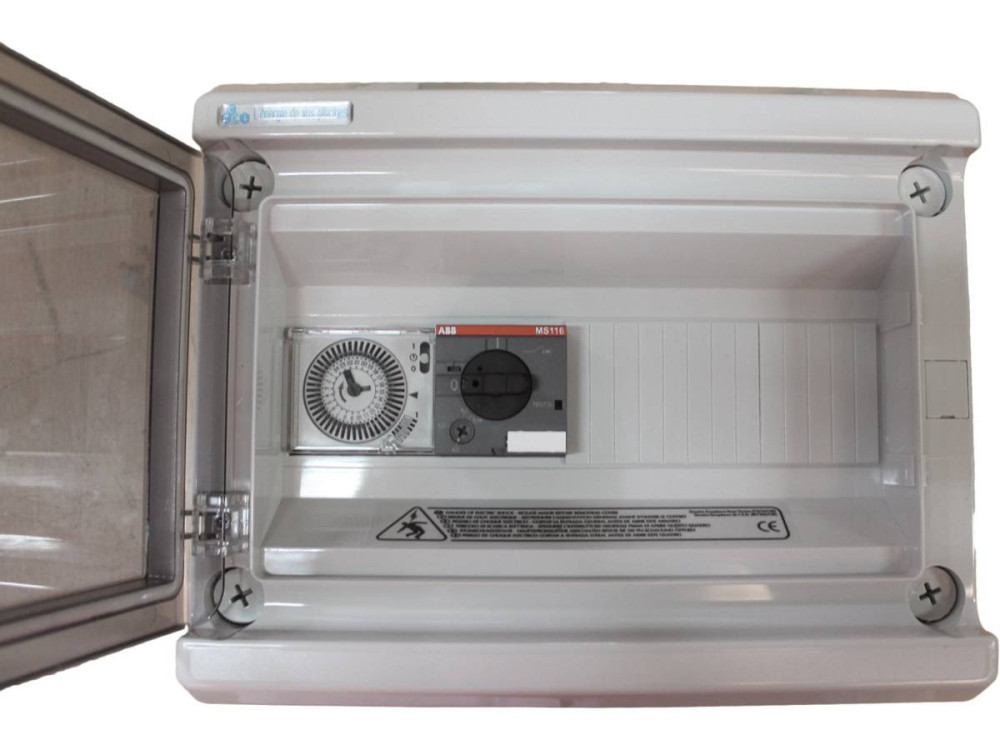 Quadro elettrico di controllo filtrazione "Panorama" - 1 pompa - 1 faretto da 300 VA - 1 pompa booster - 15 x 28 x 39 cm