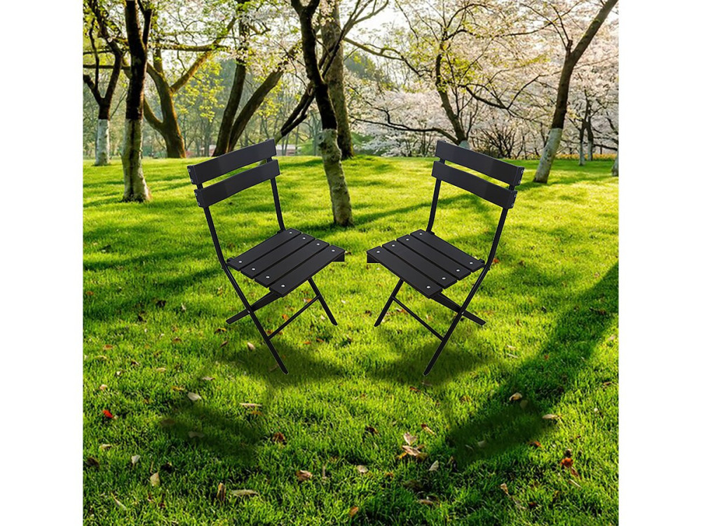 Set di 2 sedie da giardino pieghevoli in plastica "Tenerife" - Grigio antracite