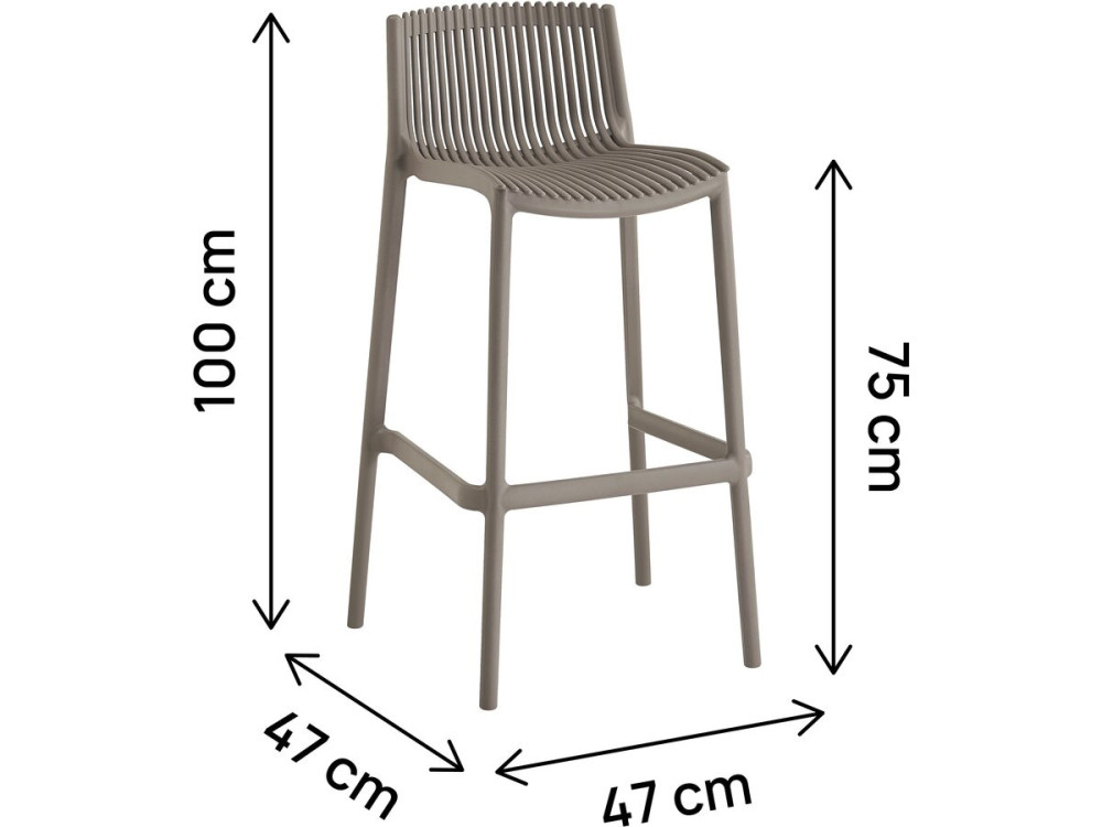 Set di 2 seggioloni impilabili in plastica "Néora" - Taupe