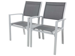 Poltrona da giardino "Tropic" in alluminio/textilene - Phoenix - Grigio scuro - Set da 2