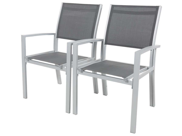 Poltrona da giardino "Tropic" in alluminio/textilene - Phoenix - Grigio scuro - Set da 2
