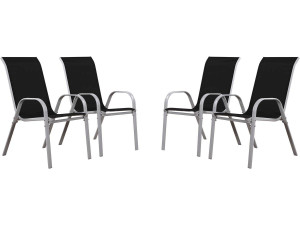 Sedia da giardino textilene "Cordoba" -Phoenix - Nero -Set di 4