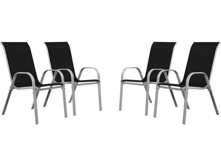Sedia da giardino textilene "Cordoba" -Phoenix - Nero -Set di 4