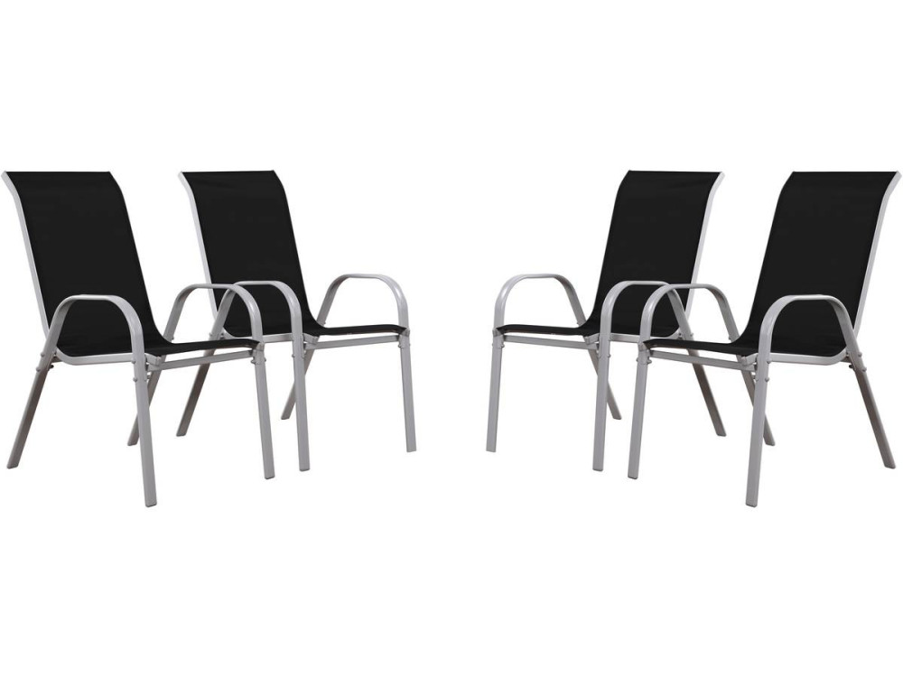 Sedia da giardino textilene "Cordoba" -Phoenix - Nero -Set di 4