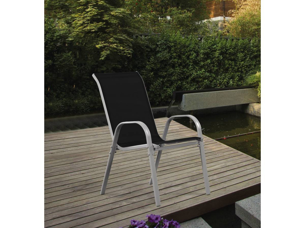 Sedia da giardino textilene "Cordoba" -Phoenix - Nero -Set di 4