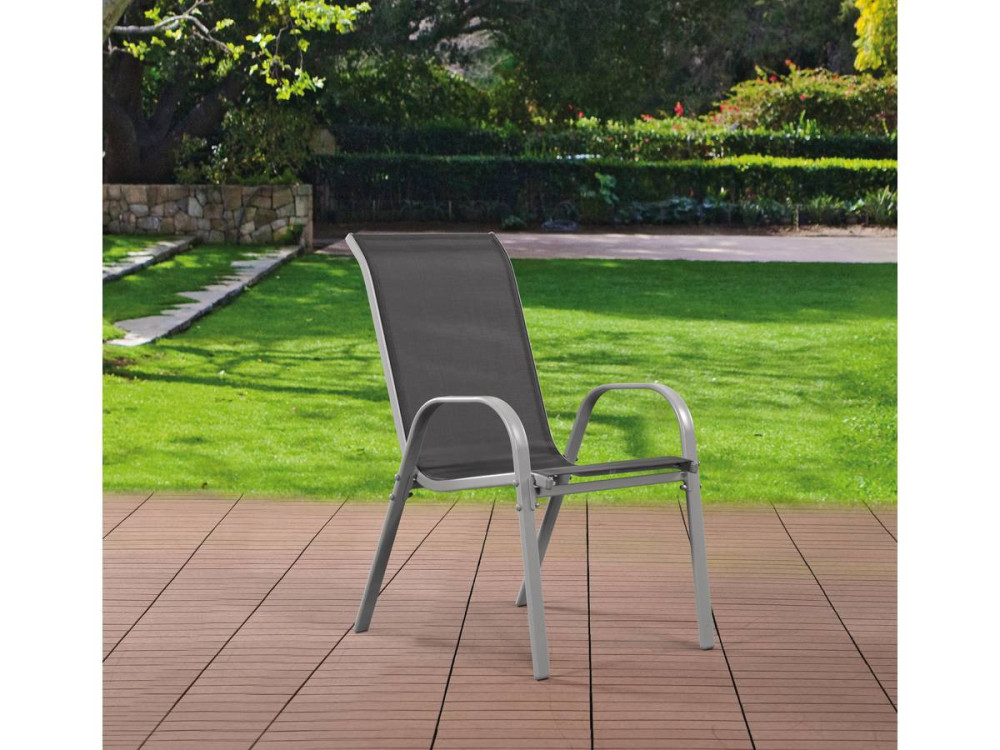 Sedie da giardino textilene "Cordoba" -Phoenix-Grigio scuro/Argentato-Set di 4