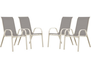 Sedia da giardino textilene "Cordoba" -Phoenix-Grigio chiaro -Set di 4