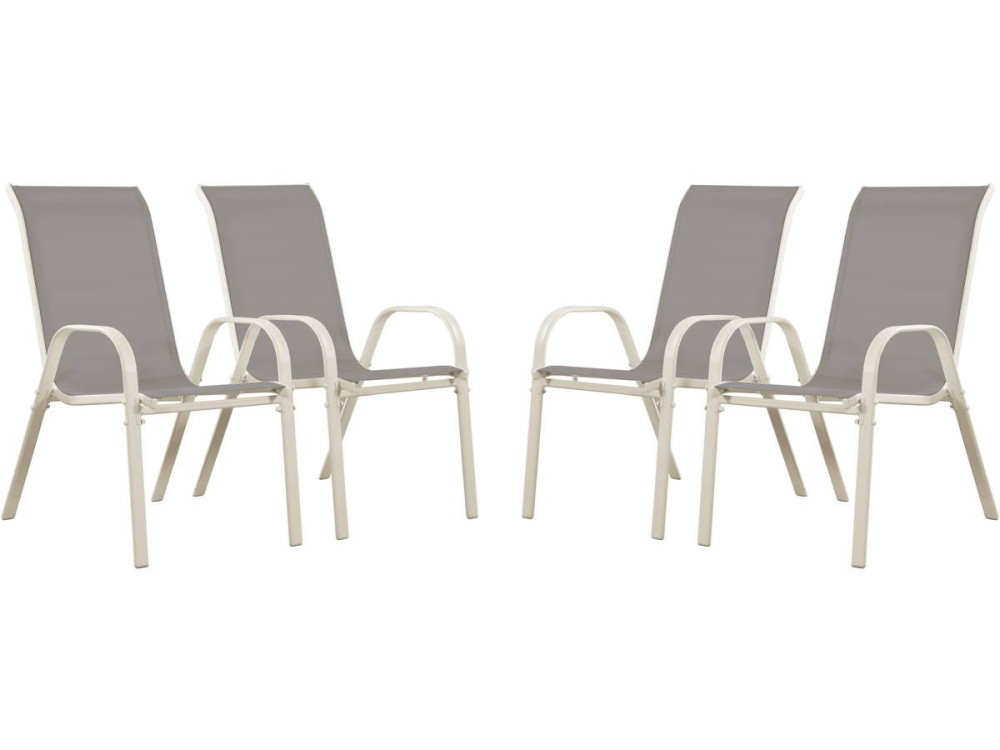 Sedia da giardino textilene "Cordoba" -Phoenix-Grigio chiaro -Set di 4
