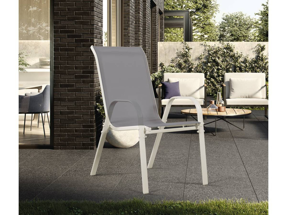 Sedia da giardino textilene "Cordoba" -Phoenix-Grigio chiaro -Set di 4