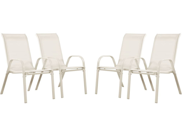 Sedia da giardino textilene "Cordoba" -Phoenix-Ecru- Set di 4