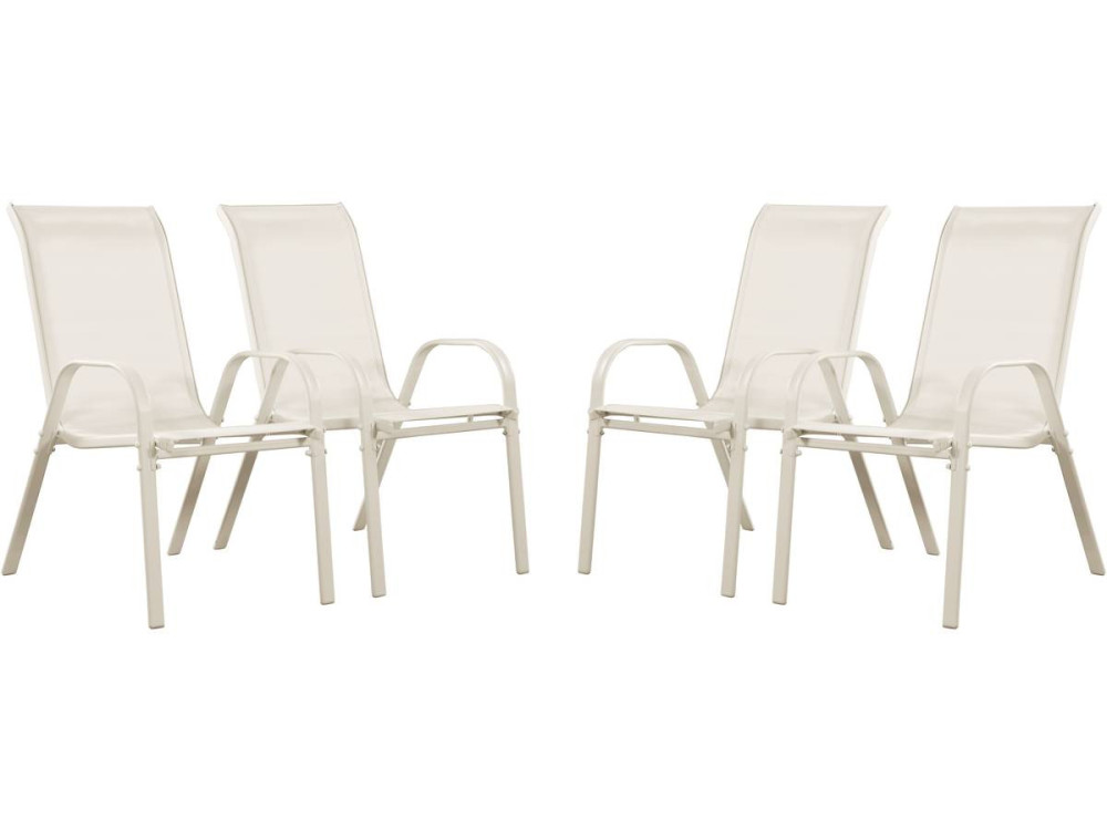 Sedia da giardino textilene "Cordoba" -Phoenix-Ecru- Set di 4