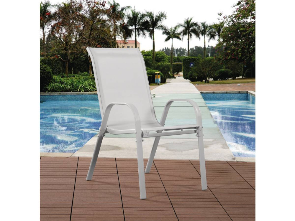 Sedia da giardino textilene "Cordoba" -Phoenix-Ecru- Set di 4