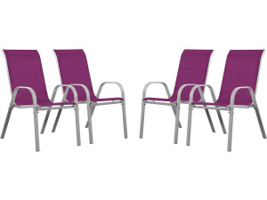 Sedia da giardino textilene "Cordoba" -Phoenix-Rosa-Set di 4