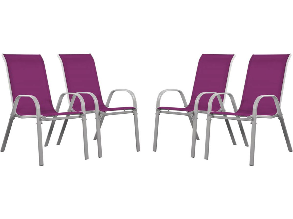 Sedia da giardino textilene "Cordoba" -Phoenix-Rosa-Set di 4