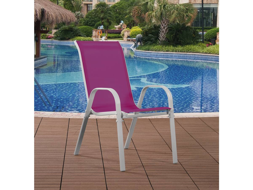Sedia da giardino textilene "Cordoba" -Phoenix-Rosa-Set di 4
