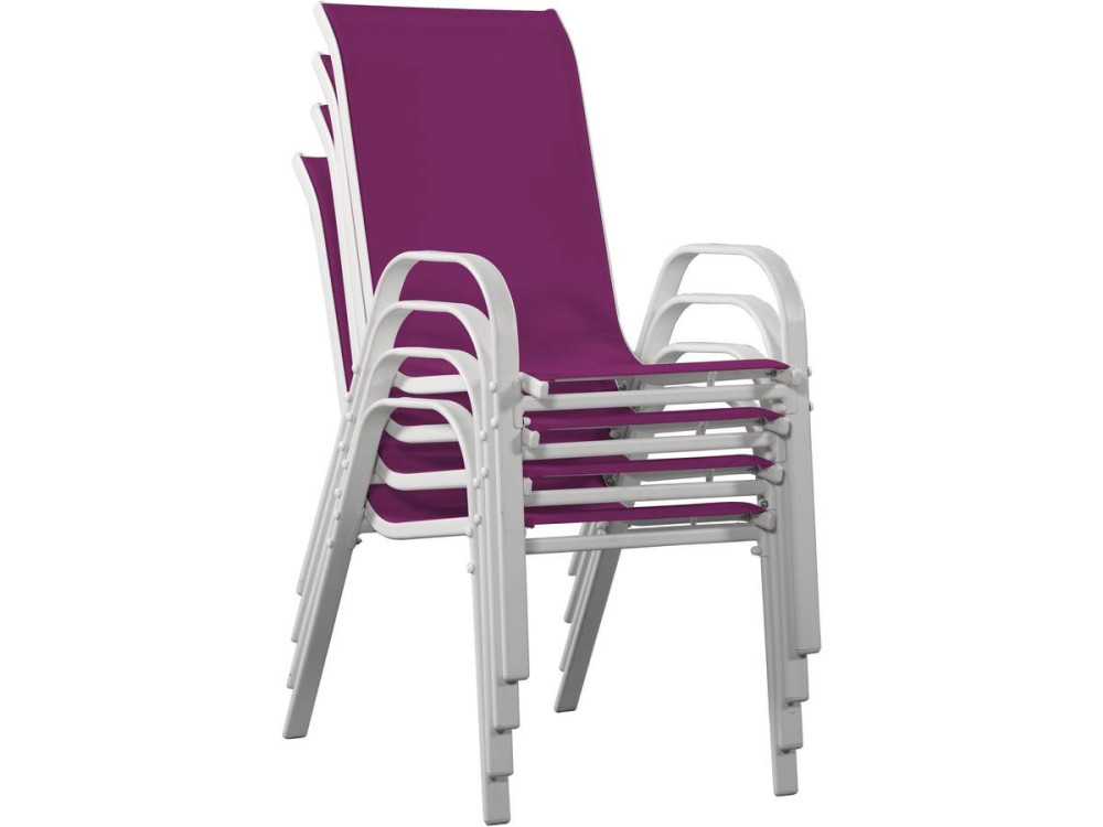 Sedia da giardino textilene "Cordoba" -Phoenix-Rosa-Set di 4