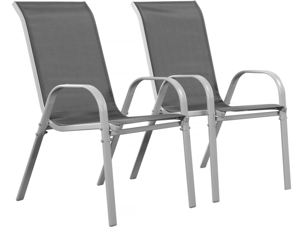 Sedia da giardino textilene "Cordoba" -Phoenix- Grigio scuro/Argentato-Set di 2