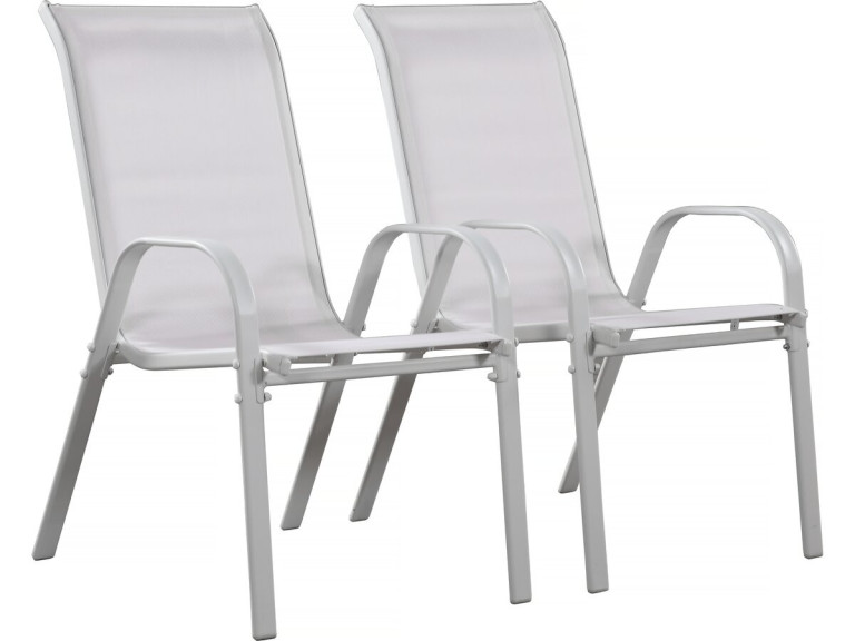 Sedia da giardino textilene "Cordoba" -Phoenix- Grigio chiaro-Set di 2