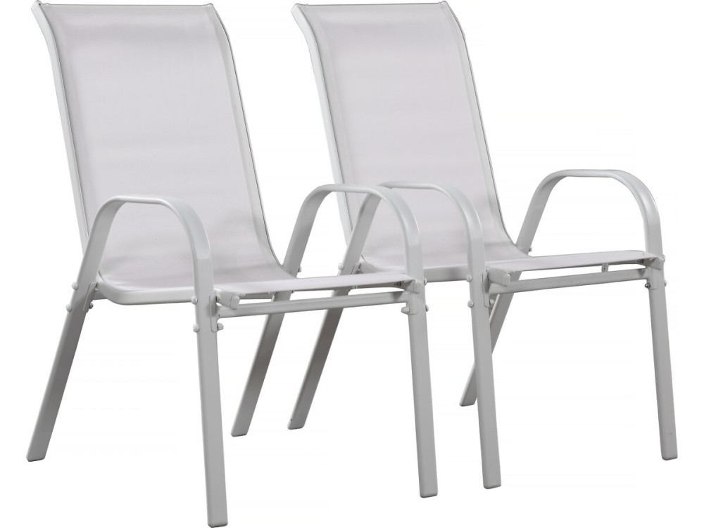 Sedia da giardino textilene "Cordoba" -Phoenix- Grigio chiaro-Set di 2